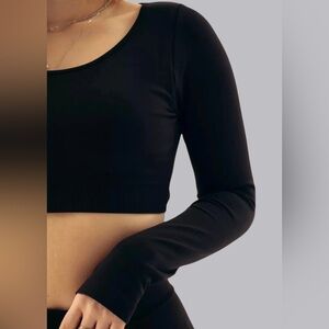 Zara Black Long Sleeve Crop Top